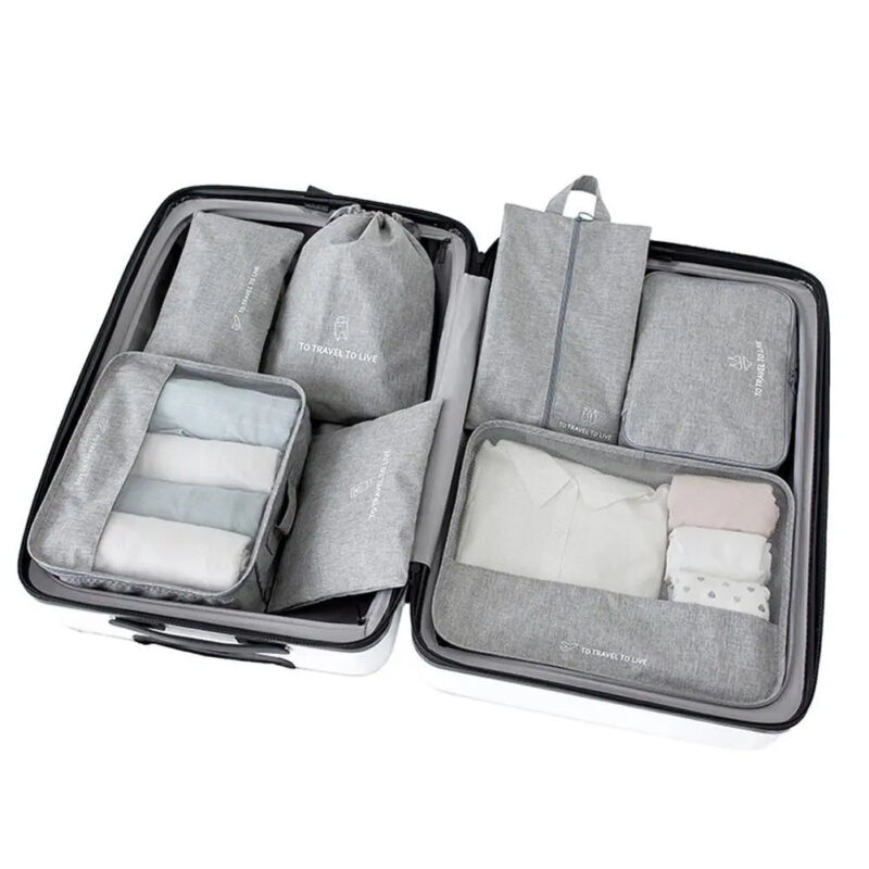 Organisateur de valise To Travel To Live Lot 7 Gris Ma boutique 165683557