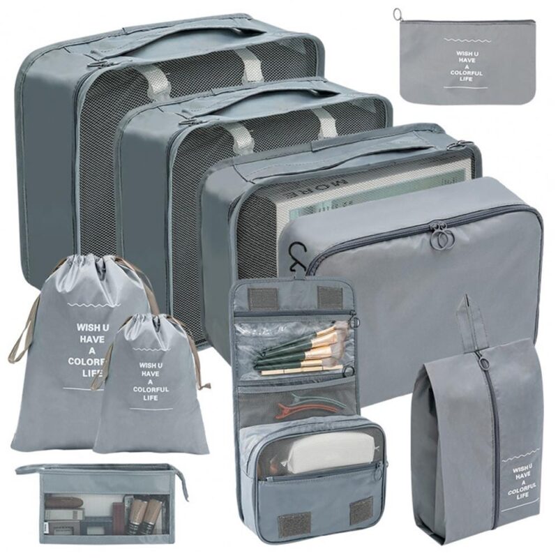 organisateurs de valise brset de 10 pochettes gris default title 838714