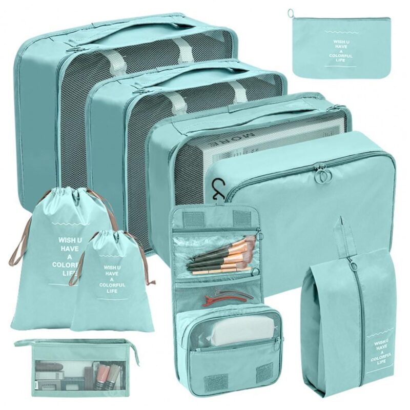 organisateurs de valise brset de 10 pochettes turquoise default title 124509
